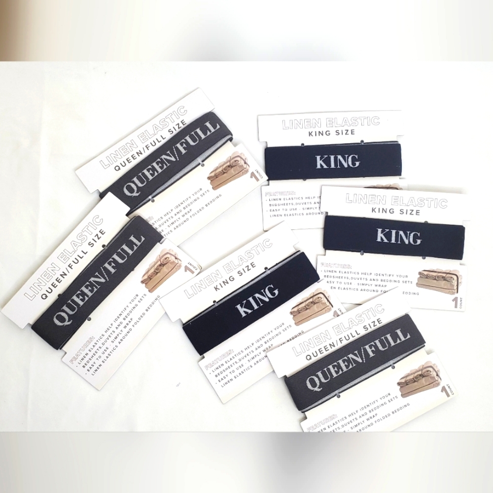 Vivitar Linen Elastic Bed Sheet Straps 6 Pack - 3 King Black/ 3 Queen grey